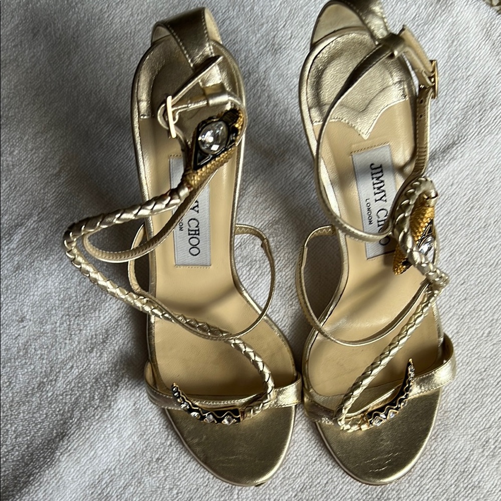 Jimmy Choo Gold Embellished Heels